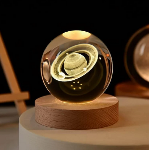 3D Crystal Ball - Saturn Design USB Decorative Night Lamp (6 cm)