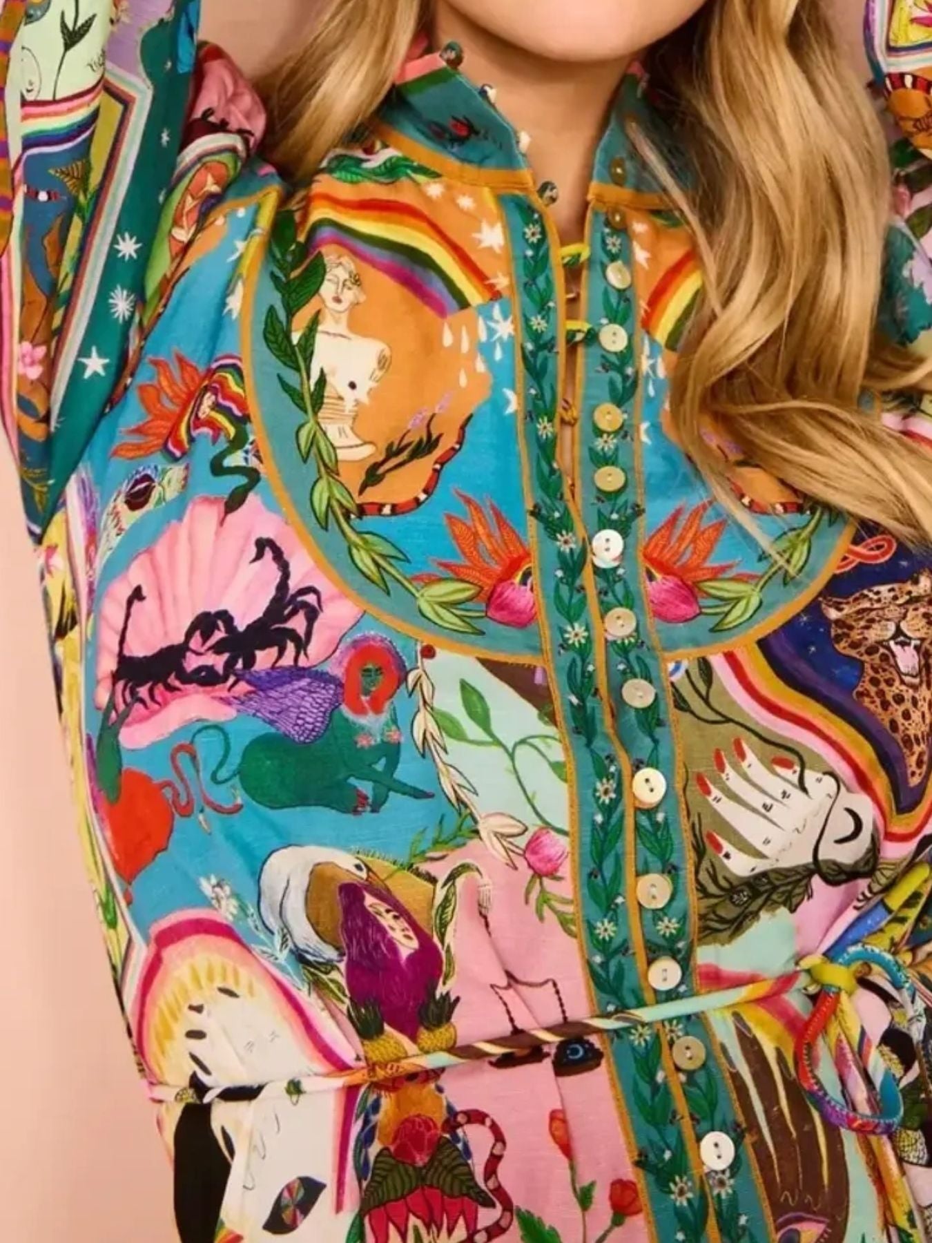 Artistic Print Puff Sleeve Mini Dress | Fashion Cave USA