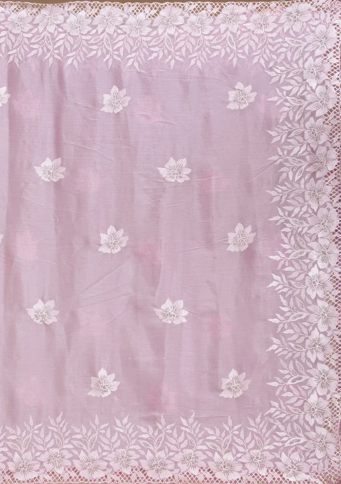 Fashion Cave Lavender Stonework Tissue Saree