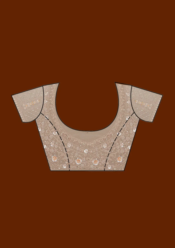 Fashion Cave Beige Stonework Net Saree