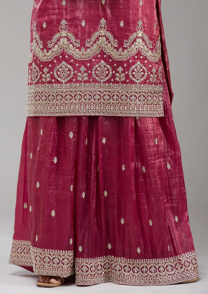 Fashion Cave Wine Threadwork Chinon Readymade salwar suit