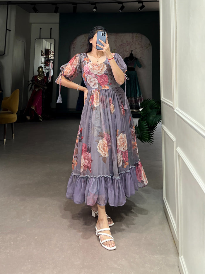 Fashion Cave Georgette Floral Printed Frocks Ready To Wear