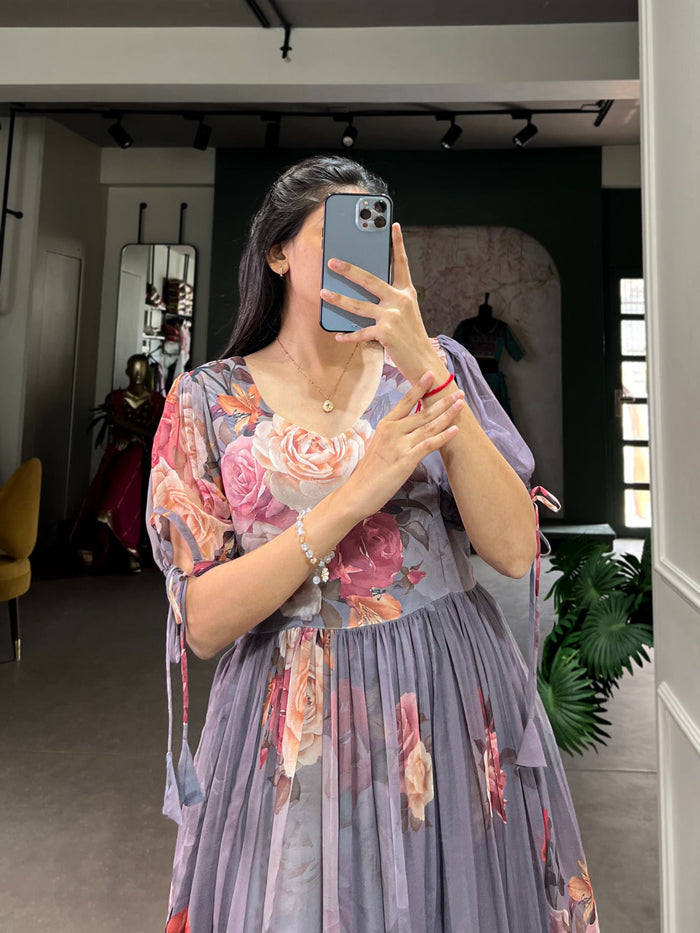 Fashion Cave Georgette Floral Printed Frocks Ready To Wear
