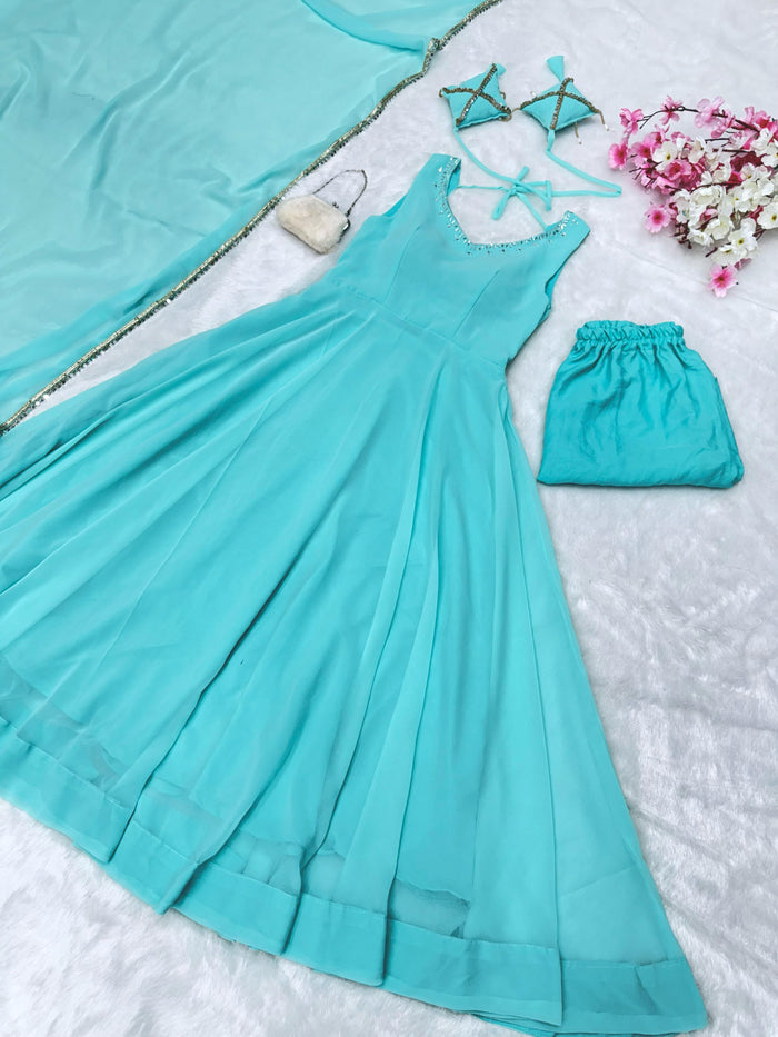 Fashion Cave Fully stitched Modern touch Georgette Anarkali Suit