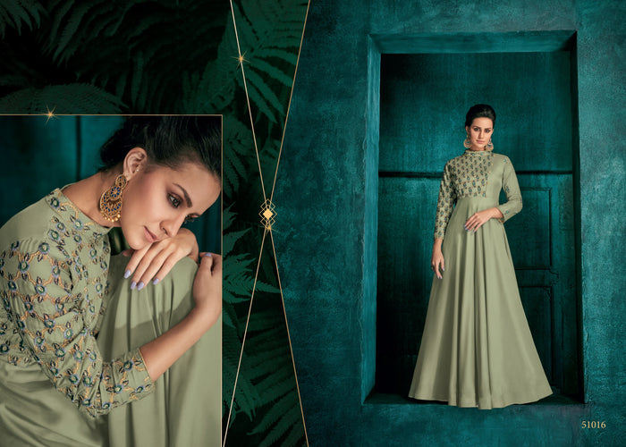 Fashion Cave Triva Heavy Embroidered Silk Anarkali Kurta Gown