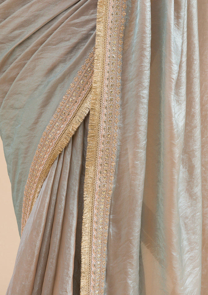 Fashion Cave Sky Blue Threadwork Tissue Saree