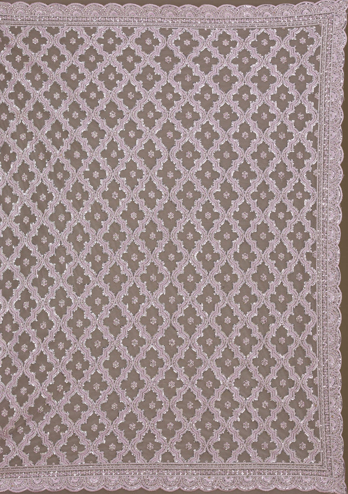 Fashion Cave Lavender Threadwork Net Saree