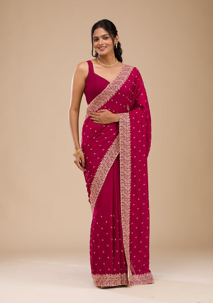 Fashion Cave Maroon Zariwork Soft Silk Saree