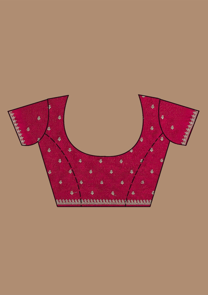 Fashion Cave Maroon Zariwork Soft Silk Saree