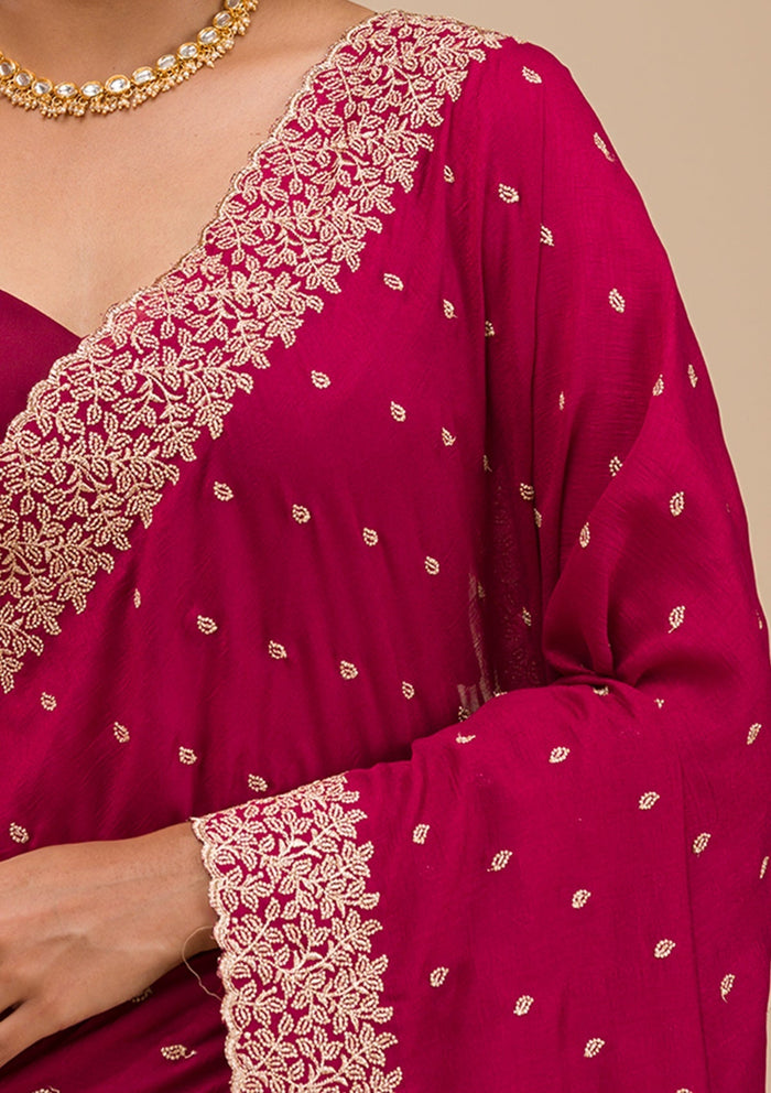 Fashion Cave Maroon Zariwork Soft Silk Saree