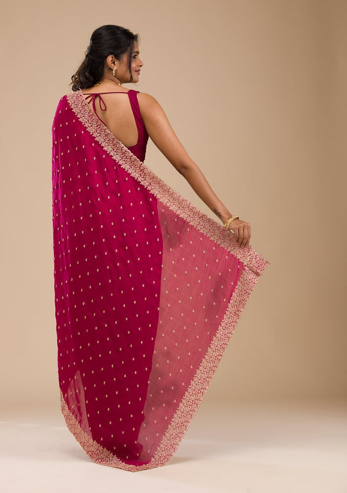 Fashion Cave Maroon Zariwork Soft Silk Saree