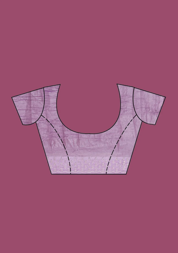 Fashion Cave Mauve Swarovski Tissue Saree