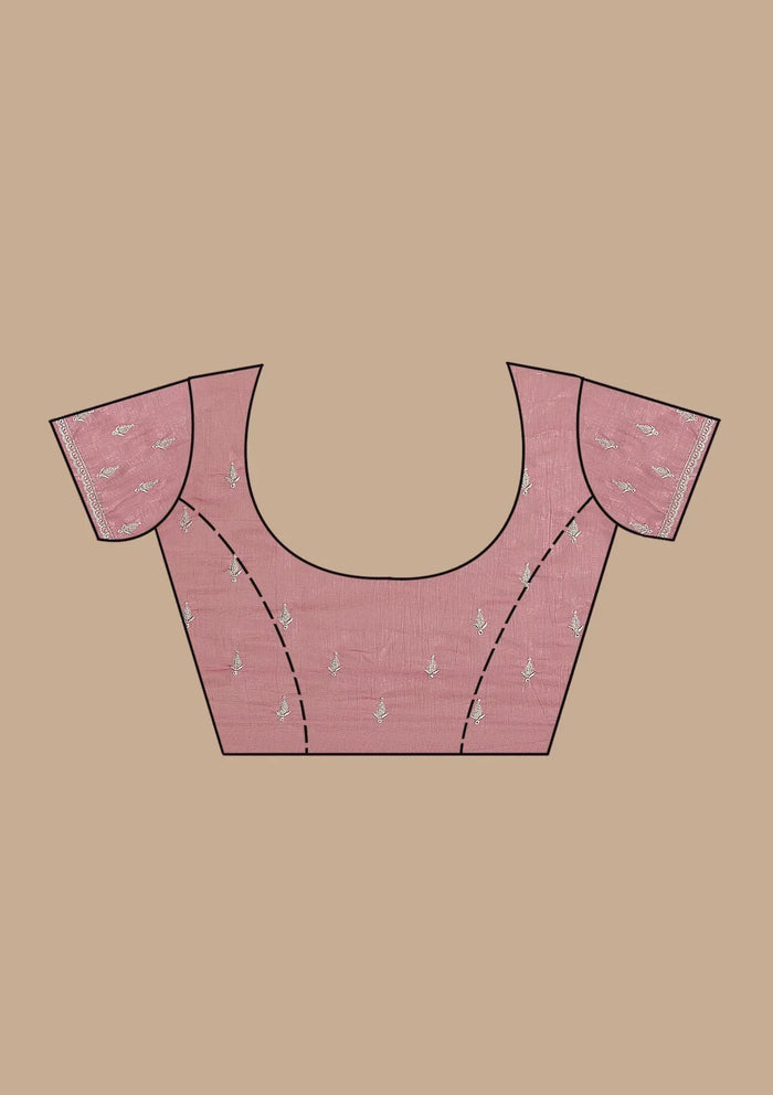Fashion Cave Onion Pink Zariwork Tissue Saree