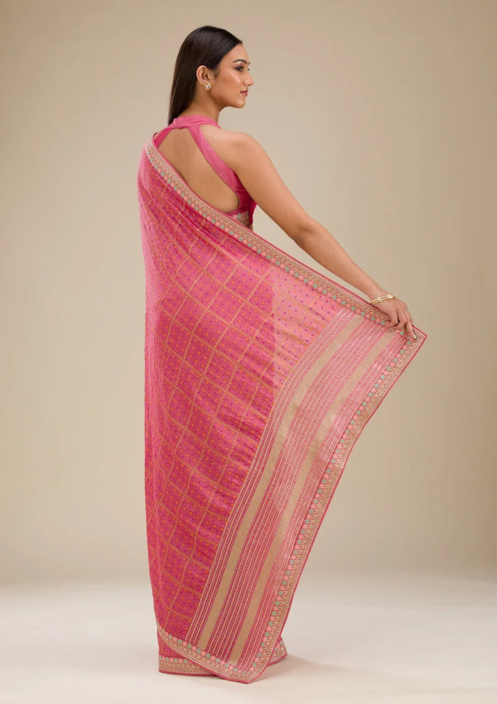 Fashion Cave Pink Printed Soft Silk Saree