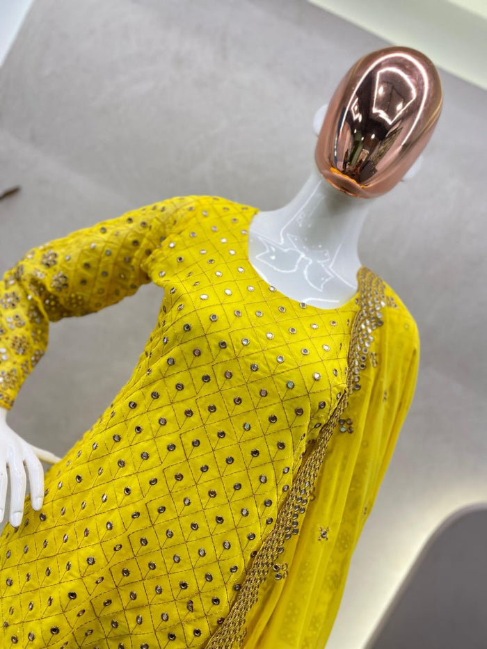 Fashion Cave 9mm SEQUANCE EMBROIDERY WORK AND WITH FULL SLEEVES SARARA