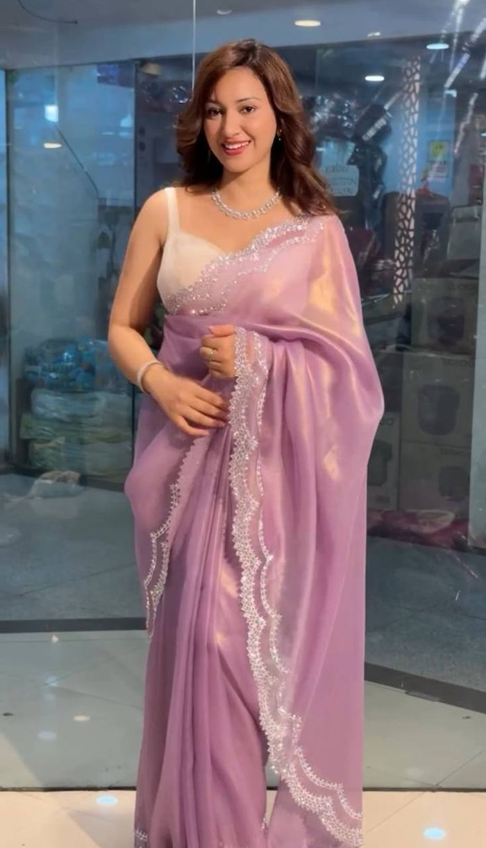 Women's Designer Party Wear Rich Tissue Tweel Net Saree