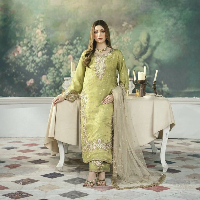 π¦ ΔΔsigner Party Wear Look Pur Chinon Silk Top Plazzo & Dupatta Ready To Wear