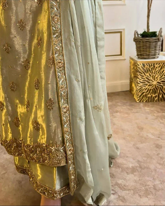 Zimmy-Chu Silk Top-Plazzo and Dupatta Set Fully Stitched Ready To Wear