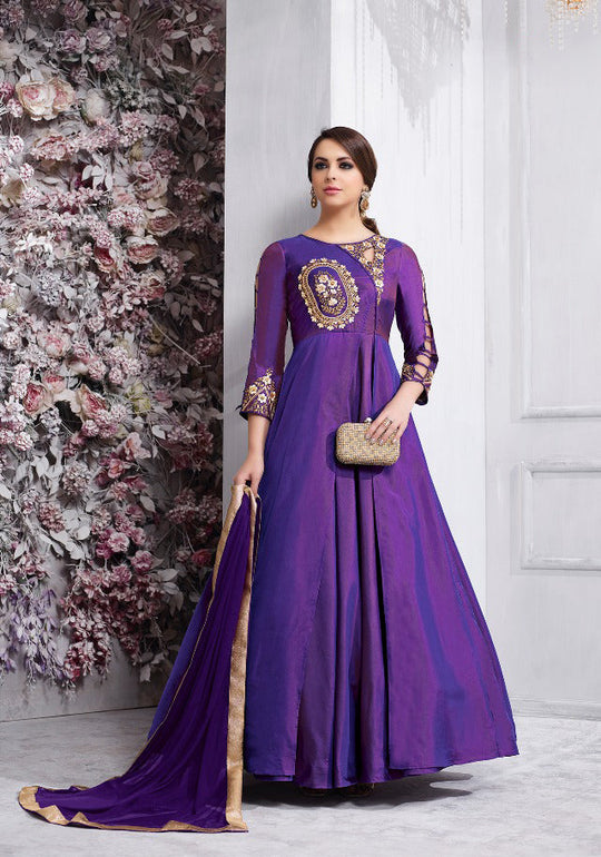 Purple colour  Tapeta Silk and C/N Silk  Anarkali Suit