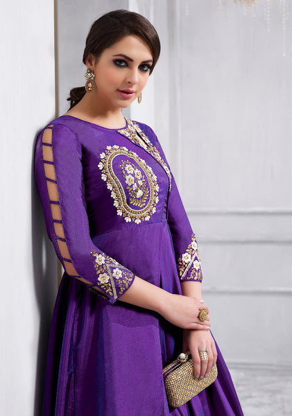 Purple colour  Tapeta Silk and C/N Silk  Anarkali Suit
