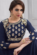Nay Blue Polly Trends Banarasi Silk Heavy Emboridery Dress Full Stich