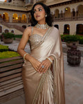 Beautiful Pure satin silk With Embroidery Lace and Real Mirror Blouse