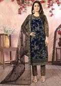 Maroon Embroidered Net Kurta Set