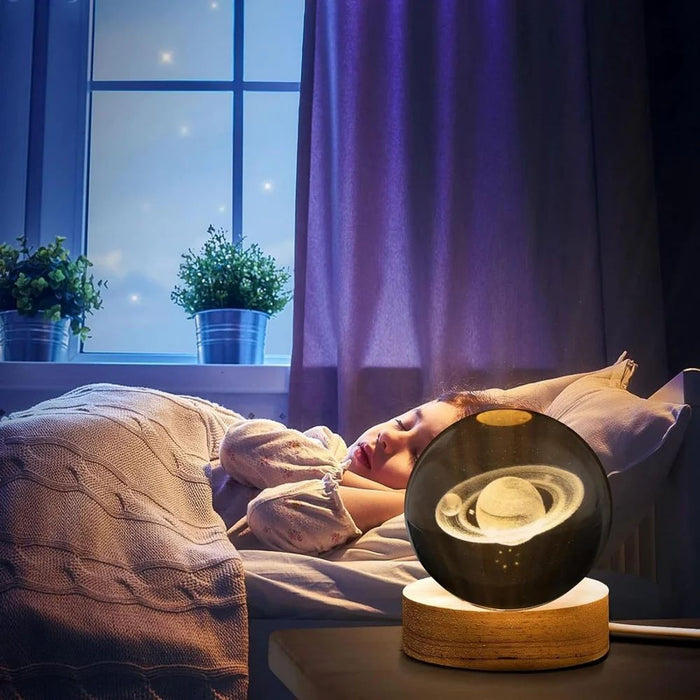 3D Crystal Ball - Saturn Design USB Decorative Night Lamp (6 cm)