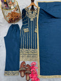 Fashion Cave Pur Chinon Silk Maroon Ready Made Top Palazzo & Dupatta Set,