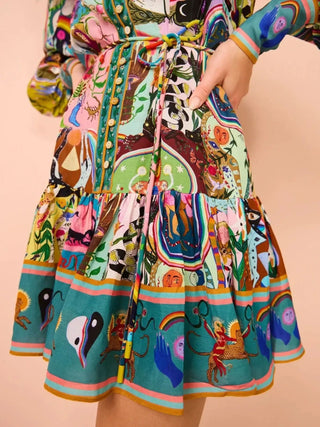 Artistic Print Puff Sleeve Mini Dress | Fashion Cave USA