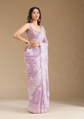 Fashion Cave Lavender Stonework Tissue Saree