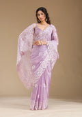 Fashion Cave Lavender Stonework Tissue Saree