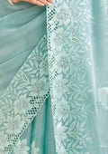 Fashion Cave Sea Green Stonework Tissue Saree