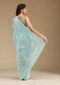 Fashion Cave Sea Green Stonework Tissue Saree