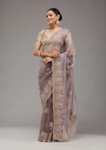 Fashion Cave Lavender Sequins Tissue Saree
