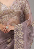 Fashion Cave Lavender Sequins Tissue Saree