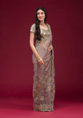 Fashion Cave Sea Green Sequins Tissue Saree
