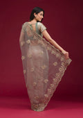 Fashion Cave Sea Green Sequins Tissue Saree