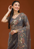 Fashion Cave Purple Sequins Tissue Saree