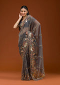 Fashion Cave Purple Sequins Tissue Saree
