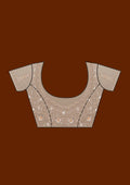 Fashion Cave Beige Stonework Net Saree