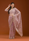 Fashion Cave Lavender Stonework Net Saree