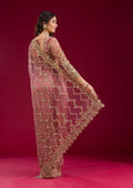 Fashion Cave Mauve Stonework Net Saree