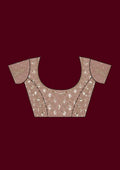 Fashion Cave Mauve Stonework Net Saree