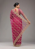 Fashion Cave Rani Pink Stonework Net Saree