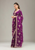Fashion Cave Purple Kashmiri Georgette Saree