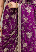 Fashion Cave Purple Kashmiri Georgette Saree
