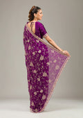 Fashion Cave Purple Kashmiri Georgette Saree