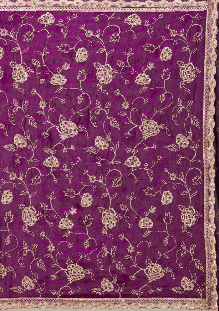 Fashion Cave Purple Kashmiri Georgette Saree
