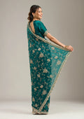 Fashion Cave Rama Green Cording Chinon Saree